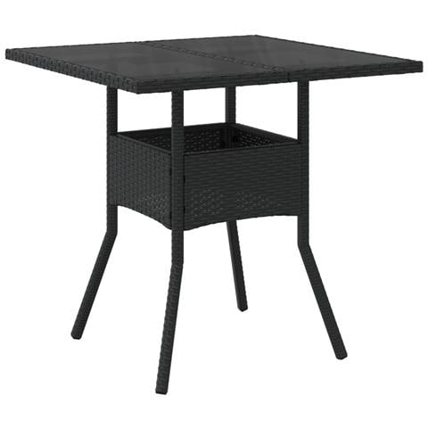 Tavolo Da Giardino Piano In Vetro Nero 80x80x75 Cm Polyrattan - Foto 2