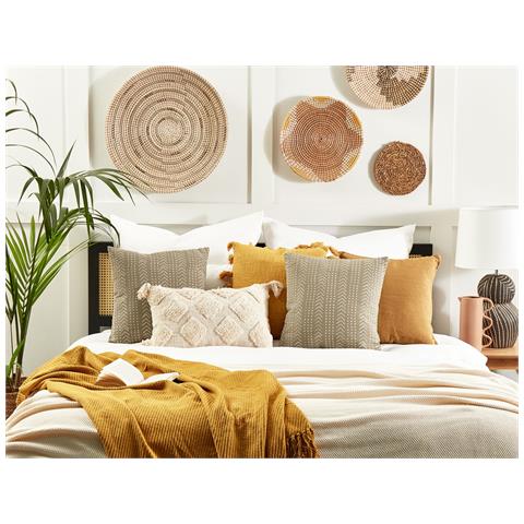 Cuscino Decorativo Senecio Cotone 45 X 45 Cm Geometrico Stampa A Blocchi Beige - Foto 1