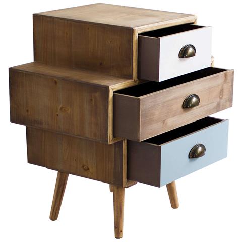 Cassettiera In Legno Con 3 Cassetti Colorati 50x35xh49,5 Cm Vittoria - Foto 2