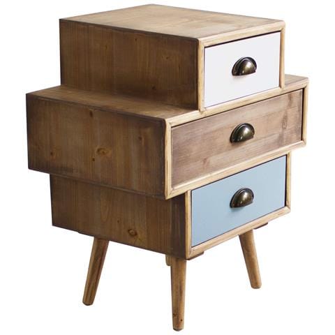 Cassettiera In Legno Con 3 Cassetti Colorati 50x35xh49,5 Cm Vittoria - Foto 1