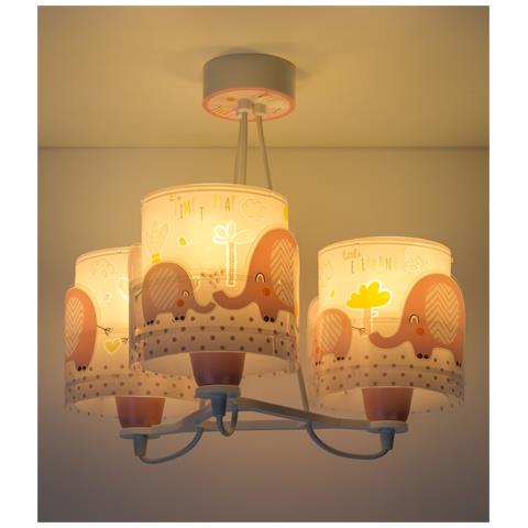 Lampada A Sospensione Per Bambini 3 Luci Little Elephant Elefante Rosa - Foto 1
