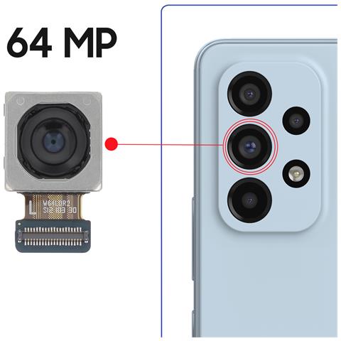 Fotocamera Posteriore Principale 64mp Per Samsung Galaxy A53 5g, Nero - Foto 2