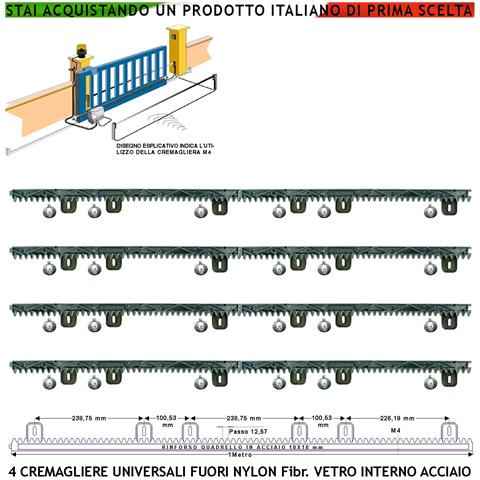 Asta Cremagliera M4 Antiusura Universale 4 Pezzi Da 1 Metro In Nylon Antirumore Interno Acciaio Portata Garantita 6 Q. - Foto 1