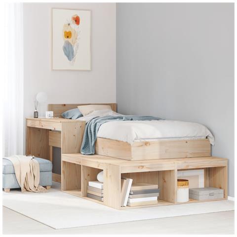 Comodino Con Scrivania 222x107x75 Cm In Legno Massello Di Pino - Foto 1