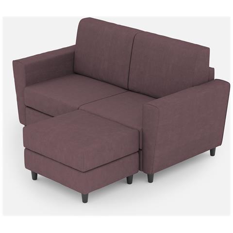 Divano Yasel 2 Posti Medio (due Sedute Da 70cm) + Pouf Misure Esterne L. 172 P. 145 Colore Prugna - Foto 1