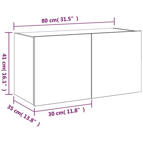 Mobile TV a Parete con Luci LED Grigio Sonoma 80x35x41 cm - Foto 10