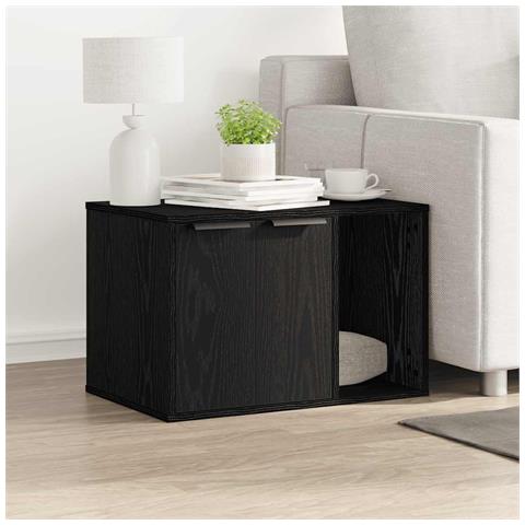 Recinto Lettiera Gatti Rovere Nero 60x40x40 cm in Truciolato - Foto 1