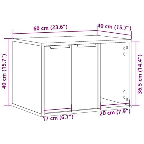 Recinto Lettiera Gatti Rovere Nero 60x40x40 cm in Truciolato - Foto 2