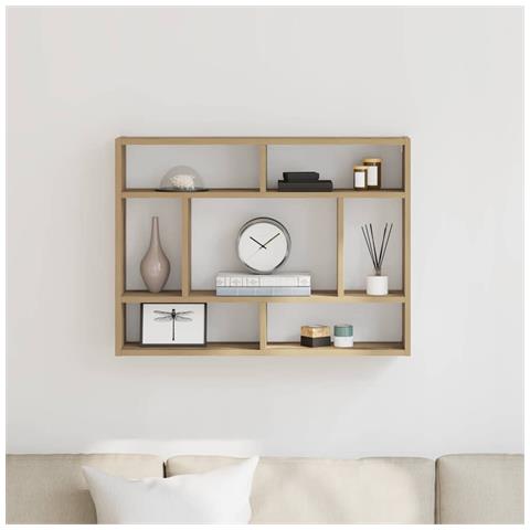 Scaffale a Parete Rovere Artigianale 75x16x55 cm in Truciolato - Foto 1