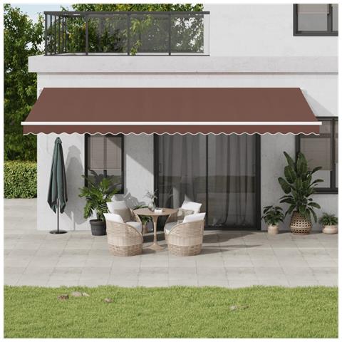 Tenda Da Sole Retrattile Manuale Con Led Marrone 600x300 Cm - Foto 1