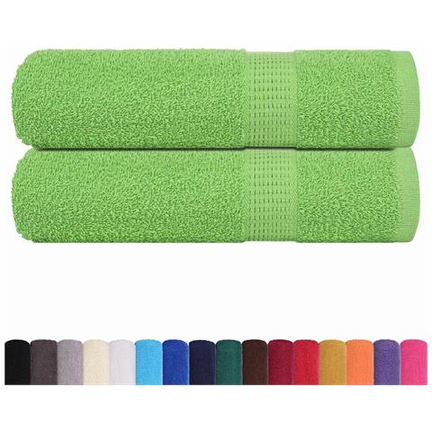 Asciugamani 2 Pz Verde Mela 50x100 Cm 360 G/m 100% Cotone - Foto 2