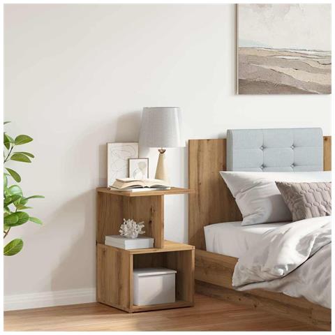 Comodino Rovere Artigianale 35x35x55 Cm In Legno Multistrato - Foto 3