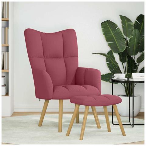 Poltrona Relax Con Poggiapiedi Rosso Vino In Tessuto - Foto 3