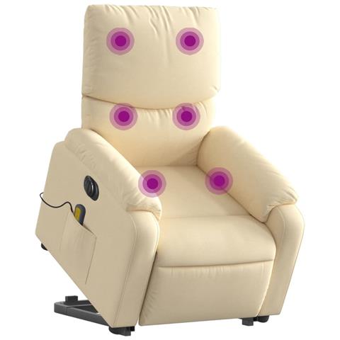 Poltrona Alzapersona Massaggiante Elettrica Crema In Tessuto - Foto 2