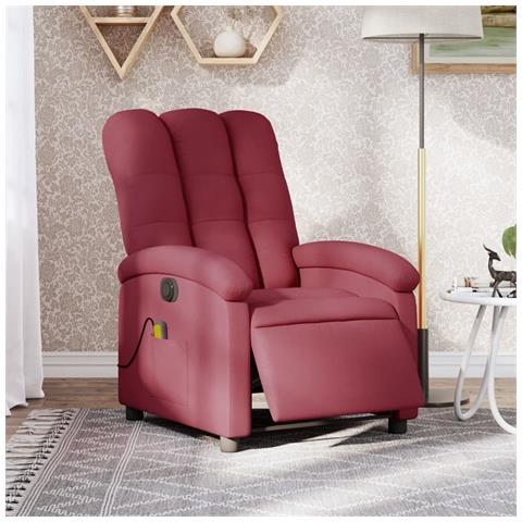 Lusso Casadino -  Poltrona Massaggiante Reclinabile Elettrica Rosso Vino Tessuto - Foto 8