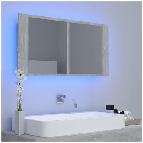 Lusso Casadino - Armadietto A Specchio Con Luci Led Grigio Cemento In Acrilico - Foto 2