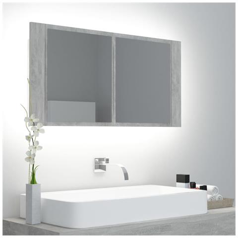 Lusso Casadino - Armadietto A Specchio Con Luci Led Grigio Cemento In Acrilico - Foto 8