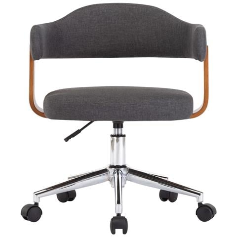 Sedia Da Ufficio Girevole Grigia In Legno Piegato E Tessuto - Foto 1