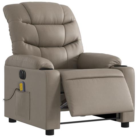 Poltrona Reclinabile Massaggio Elettrica Cappuccino Similpelle - Foto 2