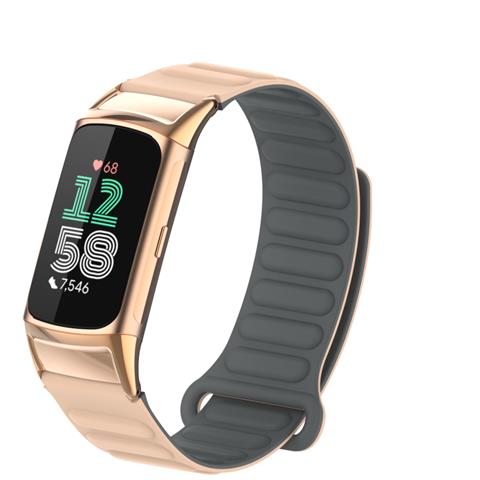 Elegante Cinturino Magnetico In Silicone Per Fitbit Charge 6 Apricot - Foto 1
