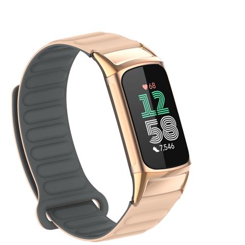 Elegante Cinturino Magnetico In Silicone Per Fitbit Charge 6 Apricot - Foto 2