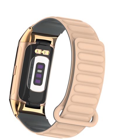 Elegante Cinturino Magnetico In Silicone Per Fitbit Charge 6 Apricot - Foto 6