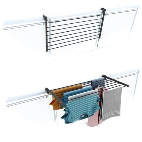 Stendino Da Esterno Per Balcone 102x63x8 Cm Antracite, Struttura In Alluminio Ribaltabile Per Ringhiera - Foto 1