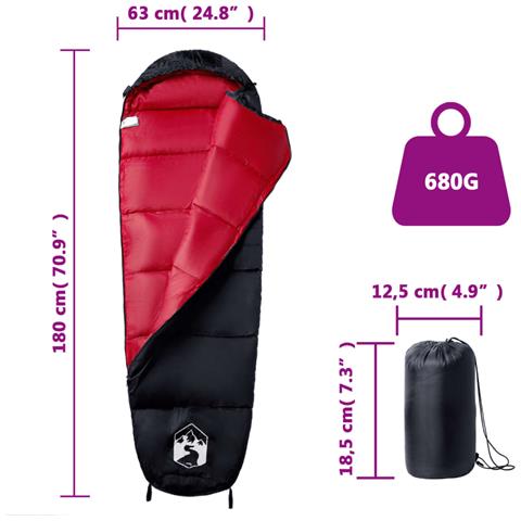 Sacco a Pelo Mummia da Campeggio per Adulti 3 Stagioni - Foto 5