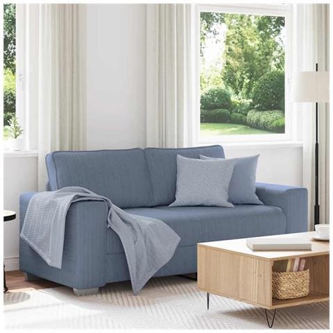 Divano Divanetto Blu 140 cm Tessuto di Velluto a Coste - Foto 2