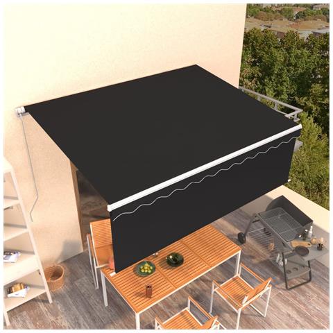 Tenda Da Sole Retrattile Manuale Con Parasole 4,5x3 M Antracite - Foto 7