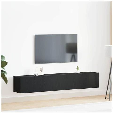 Set di 2 pezzi di mobile TV  in legno ingegnerizzato nero - Foto 2