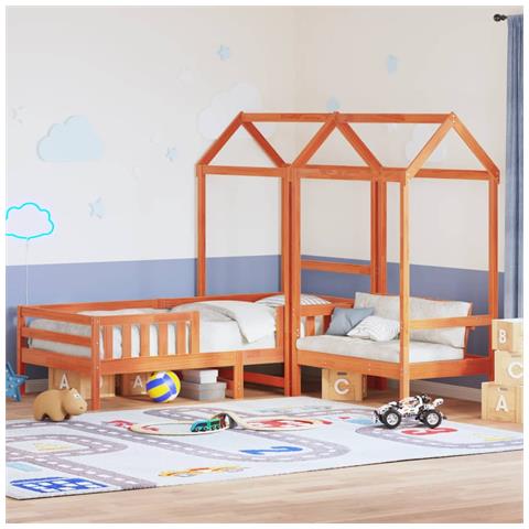 Giroletto con Panca e Tetto Cera 90x190 cm Legno Massello Pino - Foto 2