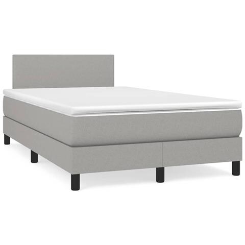 Letto a Molle Materasso e LED Grigio Chiaro 120x190 cm Tessuto - Foto 2