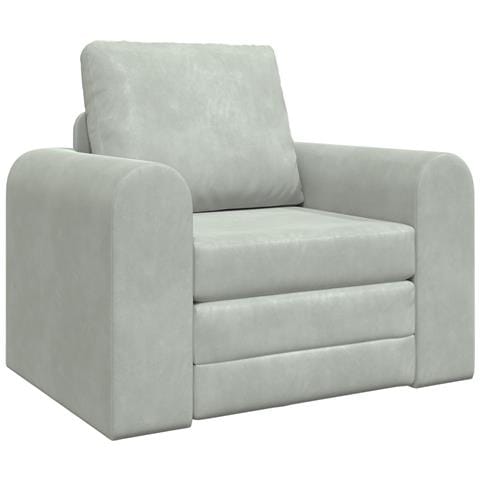 Divano Letto 2-in-1 Grigio Chiaro 98x71x83 cm Velvet - Foto 1