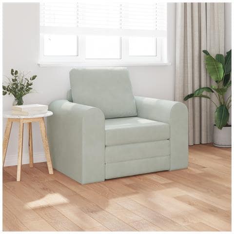 Divano Letto 2-in-1 Grigio Chiaro 98x71x83 cm Velvet - Foto 2