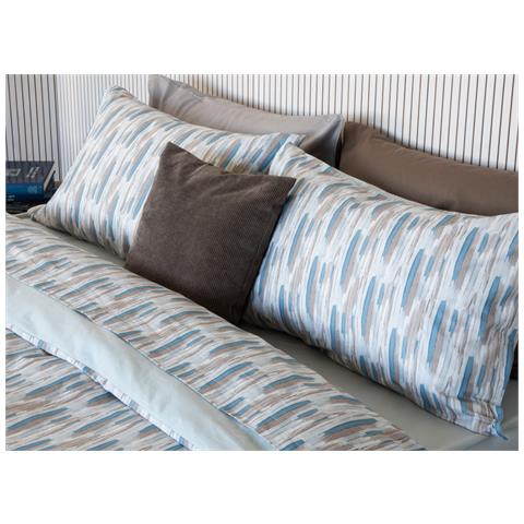 Copripiumino Doubleface In 100% Cotone Modello Les Uniques Dis. 2502 Singolo Azzurro 113 - Foto 1