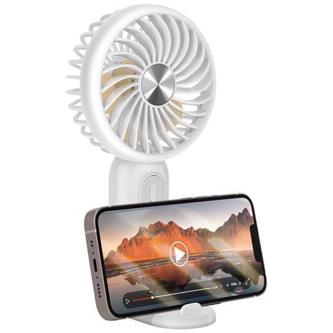 Ventilatore Portatile Silenzioso A 3 Velocità Con Batteria E Supporto Per Telefono, Bianco - Foto 5