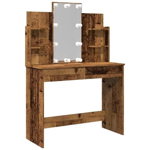 Toeletta con Luci LED Legno Antico 96x40x142 cm - Foto 1