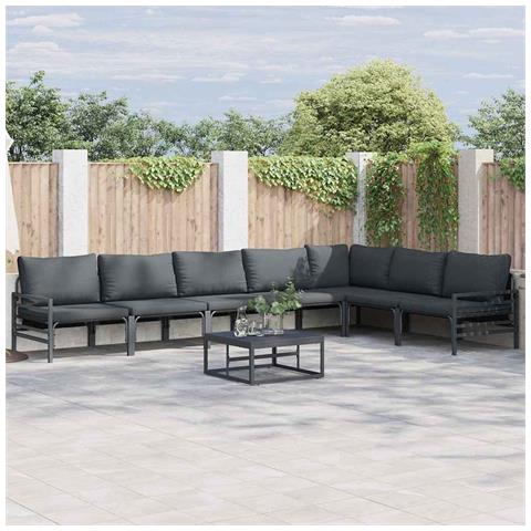 Set Divano da Giardino 8 pcs Antracite Acciaio - Foto 2
