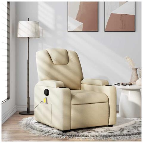 Poltrona reclinabile massaggiante in tessuto color crema - Foto 2