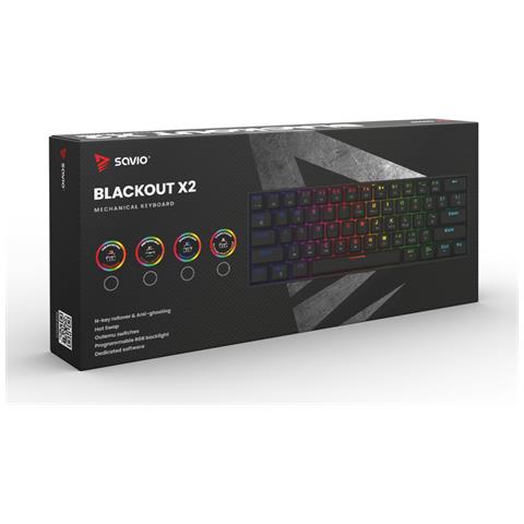 BLACKOUT X2 RED tastiera Gaming USB QWERTY US International Nero - Foto 7