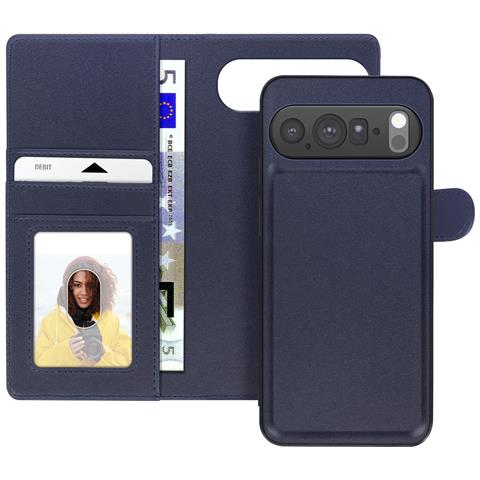 Custodia A Portafoglio Per Google Pixel 10 Pro Con Cover Magnetica Staccabile, Blu Notte - Foto 1