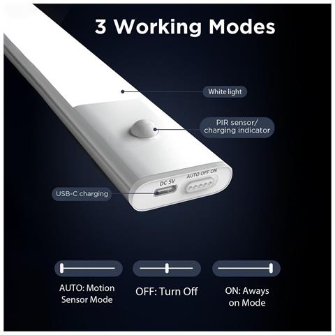 Luce Notturna Led Ultrasottile Con Sensore Di Movimento - Luce Magnetica Ricaricabile Per Corridoio - Foto 2