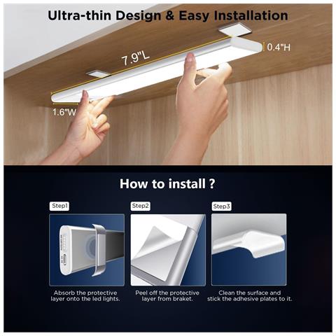 Luce Notturna Led Ultrasottile Con Sensore Di Movimento - Luce Magnetica Ricaricabile Per Corridoio - Foto 4
