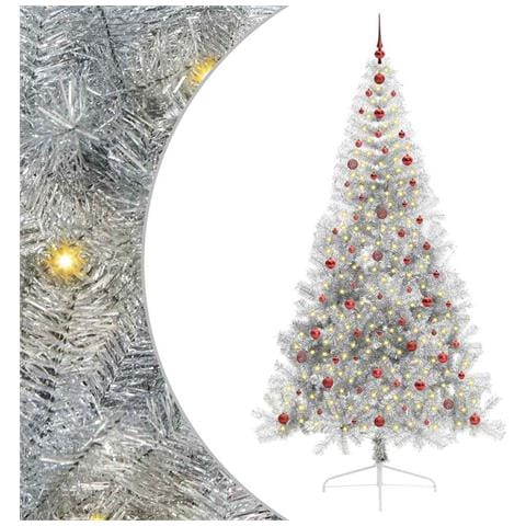 Albero di Natale artificiale con luci integrate Argento 240 cm - Foto 1