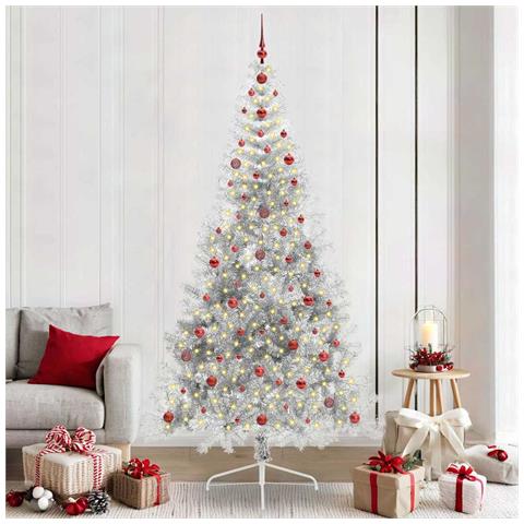 Albero di Natale artificiale con luci integrate Argento 240 cm - Foto 2