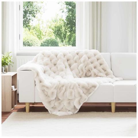 Coperta in Pelliccia di Coniglio Finta 4 pcs Bianco - Foto 2