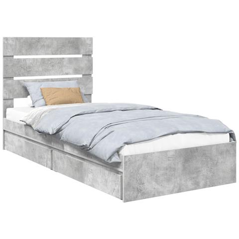 Letto con Contenitore con testiera Grigio cemento 75 x 190 cm - Foto 1
