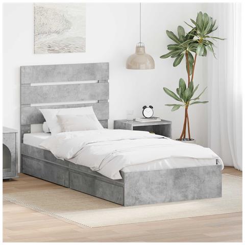 Letto con Contenitore con testiera Grigio cemento 75 x 190 cm - Foto 2