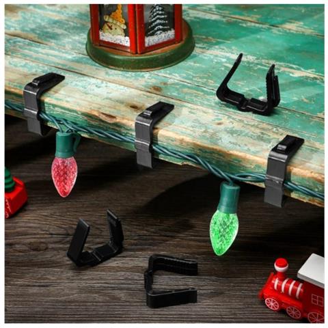 50 Pezzi Ganci Per Luci Natalizie, Clip In Plastica Per Grondaie, Supporti Per Luci Da Esterno Black - Foto 3